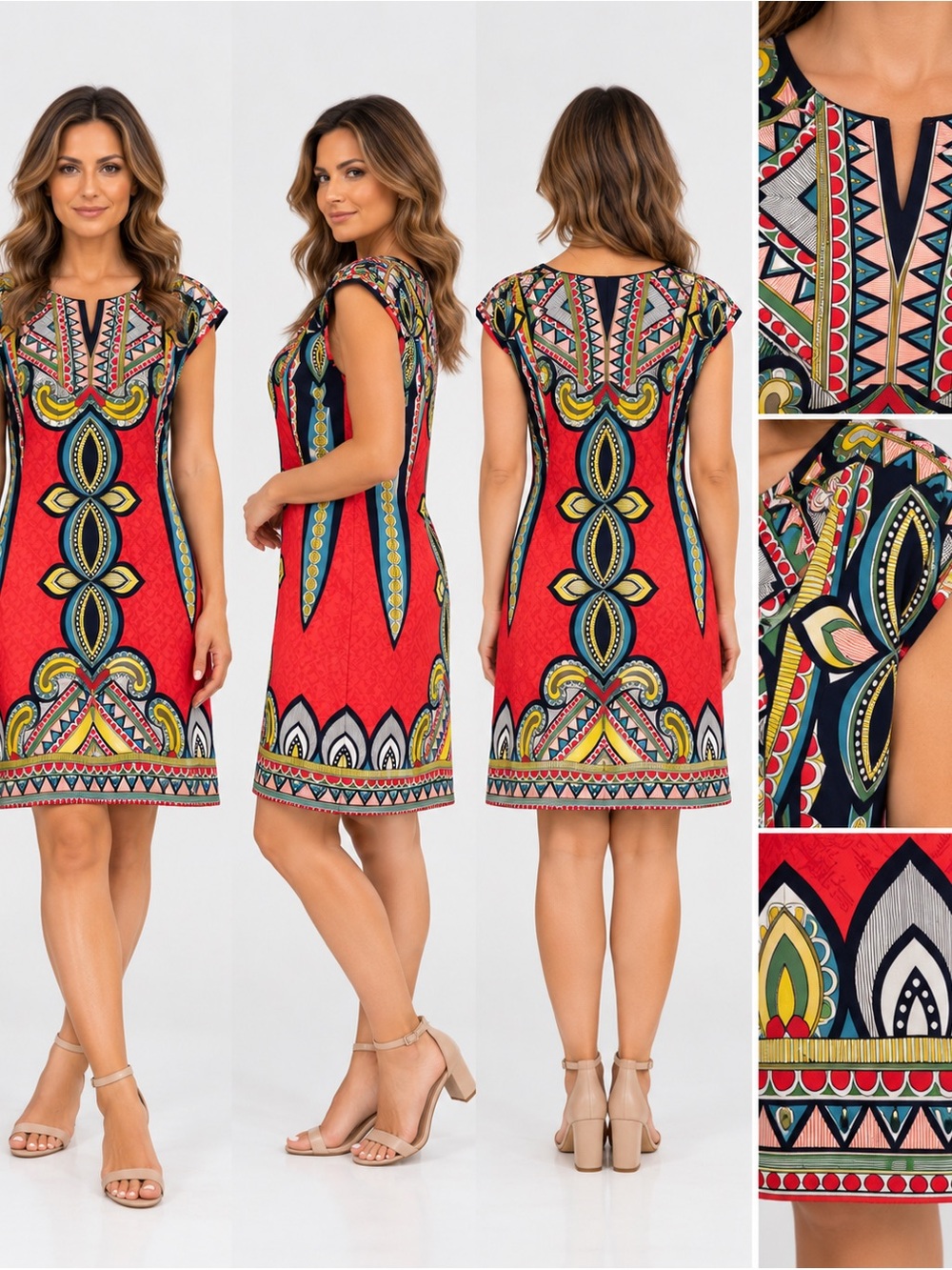 Laundry By Shelli Segal Multicolor Geo Print Shift Dress
